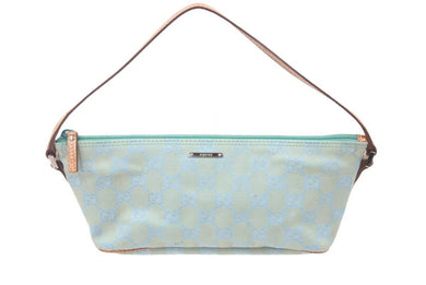 GUCCI グッチ GG柄ハンドバッグ 07198-2123 スカイブルー ブラウン シルバー金具 美品 中古 49236