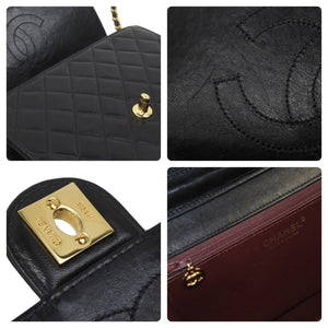 シャネル CHANEL マトラッセ 23cm ハーフフラップ ターンロック 8番台 ショルダーバッグ ラムスキン ブラック 美品 中古 49239