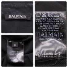 Load image into Gallery viewer, BALMAIN バルマン 長袖ポロシャツ ブラック ウォッシュド シルバーボタン コットン サイズM 美品 中古 49288