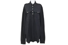 Load image into Gallery viewer, BALMAIN バルマン 長袖ポロシャツ ブラック ウォッシュド シルバーボタン コットン サイズM 美品 中古 49288