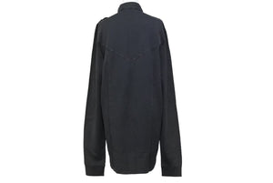 BALMAIN バルマン 長袖ポロシャツ ブラック ウォッシュド シルバーボタン コットン サイズM 美品 中古 49288