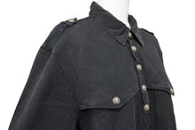 Load image into Gallery viewer, BALMAIN バルマン 長袖ポロシャツ ブラック ウォッシュド シルバーボタン コットン サイズM 美品 中古 49288