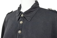 Load image into Gallery viewer, BALMAIN バルマン 長袖ポロシャツ ブラック ウォッシュド シルバーボタン コットン サイズM 美品 中古 49288