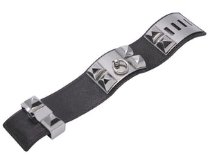 HERMES エルメス コリエドシアン ブレスレット バングル □R刻印 2014年 ヴォーエプソン ブラック シルバー S 美品 中古 49337