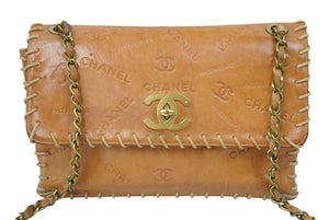 CHANEL シャネル チェーンショルダーバッグ ココマーク ヴィンテージ 2番台 レザー ブラウン ゴールド金具 良品 中古 49343