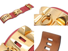 Load image into Gallery viewer, HERMES エルメス コリエドシアン ブレスレット バングル 1988年 □R刻印 リセ ピンク ゴールド金具 サイズS 美品 中古 49344