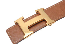 Load image into Gallery viewer, HERMES エルメス ベルト・バックル ヴォーエプソン ボックスカーフ □A刻印 サイズ70 ブラウン ゴールド金具 美品 中古 49349