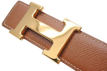 Load image into Gallery viewer, HERMES エルメス ベルト・バックル ヴォーエプソン ボックスカーフ □A刻印 サイズ70 ブラウン ゴールド金具 美品 中古 49349
