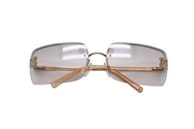 CHANEL シャネル ココマーク サングラス メガネ 4104-B GP ラインストーン ゴールド ブラウン サイズ52□15 美品 中古 49357