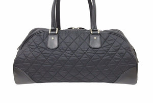 CHANEL シャネル パリスニューヨーク キルティング ボストンバッグ 10番台 ナイロン レザー ブラック シルバー金具 美品 中古 49417