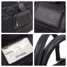 Load image into Gallery viewer, CHANEL シャネル パリスニューヨーク キルティング ボストンバッグ 10番台 ナイロン レザー ブラック シルバー金具 美品 中古 49417