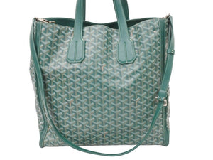 新品同様 GOYARD ゴヤール サックヴォルテール PVC レザー トートバッグ ハンドバック グリーン 中古 49420