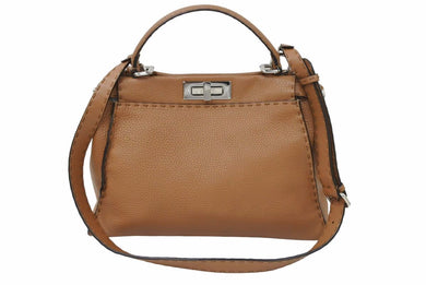 FENDI フェンディ ハンドバッグ セレリア ピーカブー ブラウン ストラップ付き 8BN290 美品 中古 34943