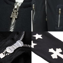 Load image into Gallery viewer, CHROME HEARTS クロムハーツ オールインワン マルチモチーフ レザーパッチ ダガージップ ツナギ ブラック サイズS 良好 中古 49400