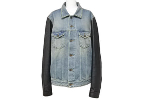 極美品 SAINT LAURENT サンローラン 13AW 切り替え デニム ジャケット エディ期 レザー 344755 YM26R サイズL 中古 49445