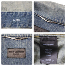 Load image into Gallery viewer, 極美品 SAINT LAURENT サンローラン 13AW 切り替え デニム ジャケット エディ期 レザー 344755 YM26R サイズL 中古 49445