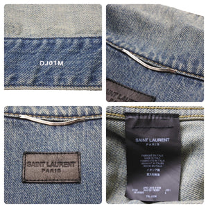 極美品 SAINT LAURENT サンローラン 13AW 切り替え デニム ジャケット エディ期 レザー 344755 YM26R サイズL 中古 49445