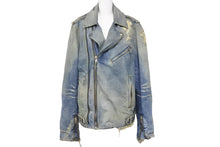 Load image into Gallery viewer, BALMAIN バルマン デニムジャケット ダブルライダースジャケット ヴィンテージ加工 S 6HT245D428D コットン ブルー 美品 中古 49446