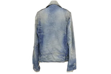 Load image into Gallery viewer, BALMAIN バルマン デニムジャケット ダブルライダースジャケット ヴィンテージ加工 S 6HT245D428D コットン ブルー 美品 中古 49446