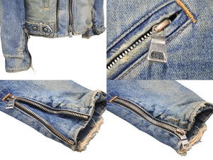 BALMAIN バルマン デニムジャケット ダブルライダースジャケット ヴィンテージ加工 S 6HT245D428D コットン ブルー 美品 中古 49446
