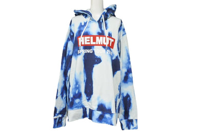 HELMUT LANG ヘルムートラング 2018 パーカー タイダイ調 ブルー ホワイト レッド サイズM 美品 中古 49467
