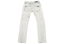 Load image into Gallery viewer, BALMAIN バルマン クラッシュバイカーデニムパンツ ダメージジーンズ T500 B383 サイズL コットン ホワイト シルバー 美品 中古49479