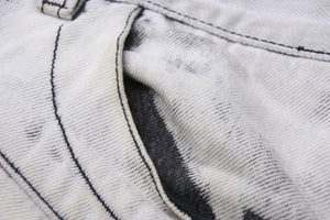 BALMAIN バルマン クラッシュバイカーデニムパンツ ダメージジーンズ T500 B383 サイズL コットン ホワイト シルバー 美品 中古49479