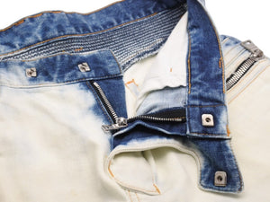 BALMAIN バルマン パンツ デニムパンツ バイカーパンツ ブルー ブリーチ加工 コットン W5HT572C710 美品 中古 49491