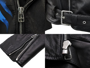 FAITHCONNEXION フェイスコネクション ライダースジャケット ユニオンジャック カウレザー ブラック ブルー レッド 美品 中古 49504