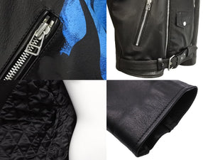 FAITHCONNEXION フェイスコネクション ライダースジャケット ユニオンジャック カウレザー ブラック ブルー レッド 美品 中古 49504