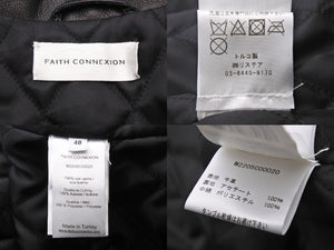 FAITHCONNEXION フェイスコネクション ライダースジャケット ユニオンジャック カウレザー ブラック ブルー レッド 美品 中古 49504