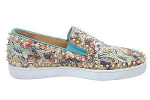 Christian Louboutin クリスチャンルブタン ピックポートスリッポン スタッズ 総柄レザー 45 美品 中古 49512