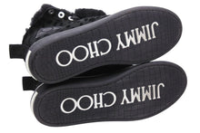Load image into Gallery viewer, JIMMY CHOO ジミーチュウ スニーカー ハイカット 豹柄 ムートン サイズ44 ブラック シルバー金具 メンズ 美品 中古 49534