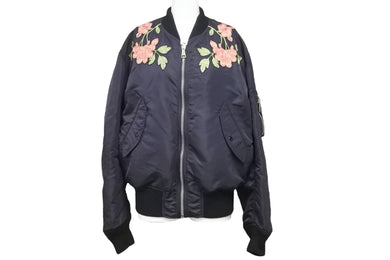 GUCCI グッチ 17年製 ボンバージャケット リバーシブル 刺繡 475037 サイズ46 ブラック オレンジ 美品 中古 49538