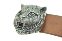 Load image into Gallery viewer, GUCCI グッチ ベルト タイガーヘッド バックル 407052 CVEBN ブラウン シルバー金具 レザー サイズ90・36 美品 中古 49552