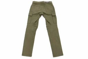 BALMAIN バルマン バイカーパンツ W4HT552C163 JAPAN製 コットン ポリウレタン カーキ シルバー金具 サイズ32 美品 中古 49567