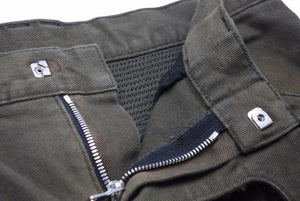 BALMAIN バルマン バイカーパンツ W4HT552C163 JAPAN製 コットン ポリウレタン カーキ シルバー金具 サイズ32 美品 中古 49567