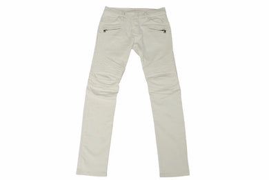 BALMAIN バルマン バイカーパンツ ホワイト 白 ボトムス W5HT551D105 サイズ31 美品 中古 49568