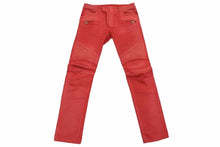 Load image into Gallery viewer, BALMAIN バルマン デニムパンツ バイカーパンツ T500B406G コットン レッド シルバー金具 サイズ32 メンズ 美品 中古 49570