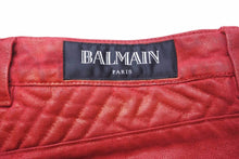 Load image into Gallery viewer, BALMAIN バルマン デニムパンツ バイカーパンツ T500B406G コットン レッド シルバー金具 サイズ32 メンズ 美品 中古 49570
