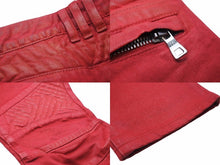 Load image into Gallery viewer, BALMAIN バルマン デニムパンツ バイカーパンツ T500B406G コットン レッド シルバー金具 サイズ32 メンズ 美品 中古 49570