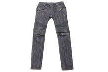 Load image into Gallery viewer, BALMAIN バルマン バイカー パンツ グレー系 ボトムス シルバー金具 灰色 ブラック 黒 サイズ33 良好 中古 49572
