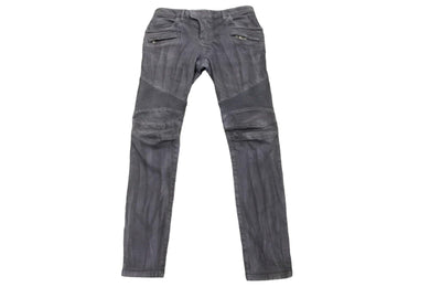 BALMAIN バルマン バイカー パンツ グレー系 ボトムス シルバー金具 灰色 ブラック 黒 サイズ33 良好 中古 49572