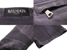 Load image into Gallery viewer, BALMAIN バルマン バイカー パンツ グレー系 ボトムス シルバー金具 灰色 ブラック 黒 サイズ33 良好 中古 49572