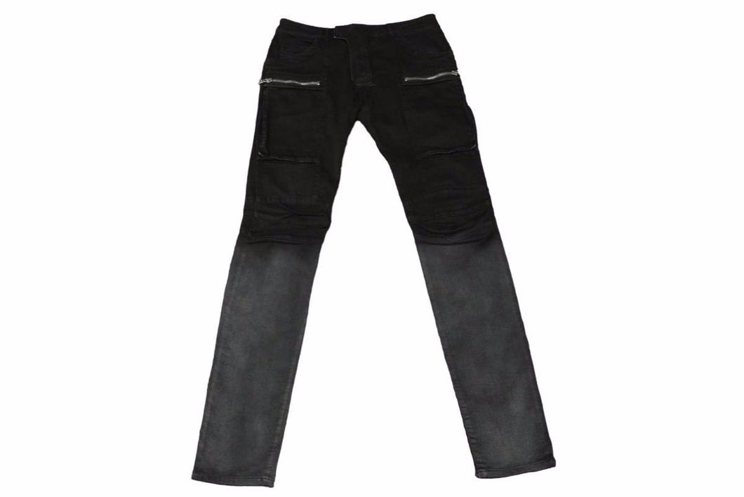 BALMAIN バルマン バイカーパンツ ボトムス W7H5553T127 コットン エラスタン ブラック サイズ31 美品 中古 49574