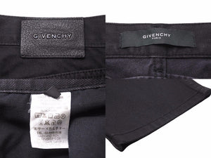 Givenchy ジバンシー デニムパンツ クロス模様ペイント チュニジア製 コットンレザー ブラック サイズ31 美品 中古 49585 