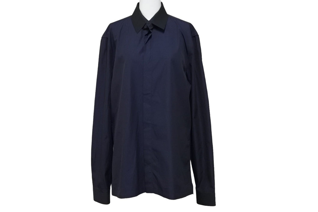BALENCIAGA バレンシアガ デザイン 長袖シャツ アレキサンダーワン期 ネイビー 紺色 トップス 390231 サイズ40 美品 中古 49587