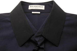 BALENCIAGA バレンシアガ デザイン 長袖シャツ アレキサンダーワン期 ネイビー 紺色 トップス 390231 サイズ40 美品 中古 49587