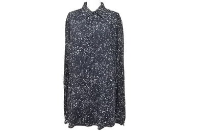 極美品 SAINT LAURENT サンローラン 長袖シャツ 395263 スプラッターシャツ ブラックレーヨン サイズ40 中古 49594 