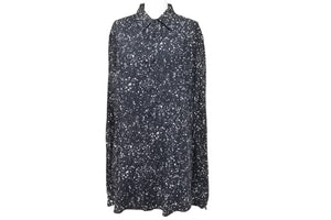 極美品 SAINT LAURENT サンローラン 長袖シャツ 395263 スプラッターシャツ ブラックレーヨン サイズ40 中古 49594 